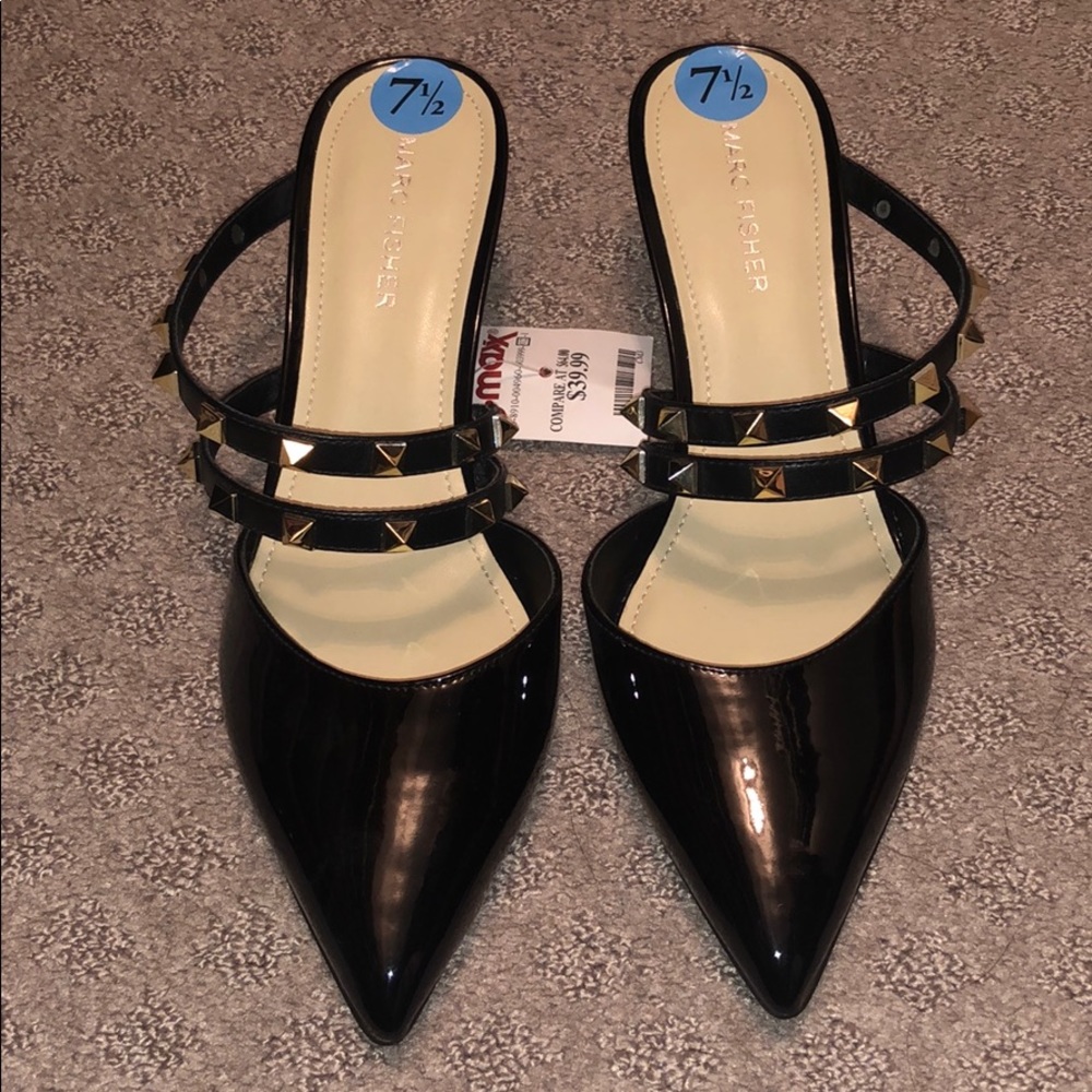 Brand New! Black Patten Leather Heel Mule